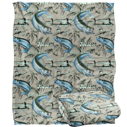 Jq Licensing - Jl-Jp-Jq Tarpon Tiki Fishing Pattern 2 Silky Touch Super Soft Throw Blanket 152 X 127 Cm