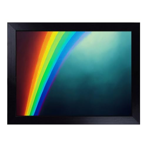 Lap Tray with Bean Bag Cushion, Rainbow New Realism - Handmade in the UK, Raised Wooden Edge, Padded Cushion, Heat-Resistant Wipe-Clean Surface, for Meals, Laptops and Crafts