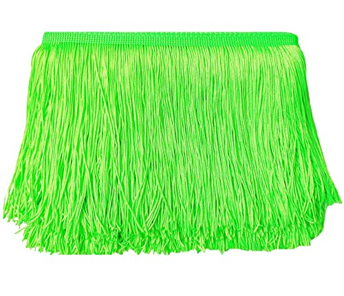 "Lauthen.S 10 Yards of 6"" Chainette Fringe Trim Tassel Sewing Trim for DIY Craft Latin Dress Lamp Shade Decoration (6 Inches x 10 Yards, Neon Green)"
