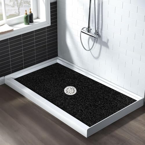 Large Non Slip Shower Mat: 32x24 inch Loofah Shower Mat for Inside Shower with Drain Hole in Middle, Soft PVC Anti-Slip Shower Stall Mats for Bathroom,Wet Area, Quick Drying