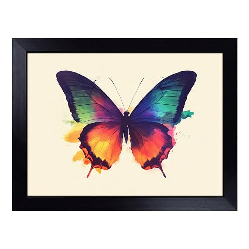 Lap Tray with Bean Bag Cushion, Butterfly - Handmade in the UK, Raised Wooden Edge, Padded Cushion, Heat-Resistant Wipe-Clean Surface, for Meals, Laptops and Crafts