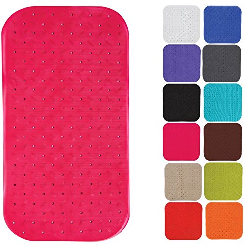 MSV Premium Shower Mat Bath Mat Antibacterial Non-Slip with Suction Cups Pink Scented of Roses 36 x 76 cm Washable at 60 ??C Large