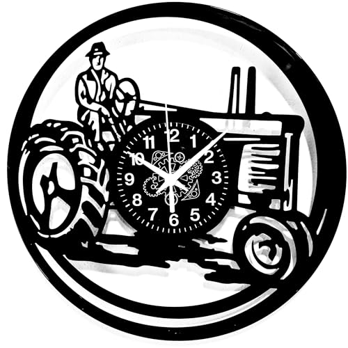 Instant Karma Clocks - Wall Clock - Farm - Farmer - Farmer - Tractor - Farming - Gift Idea (Black Vinyl)