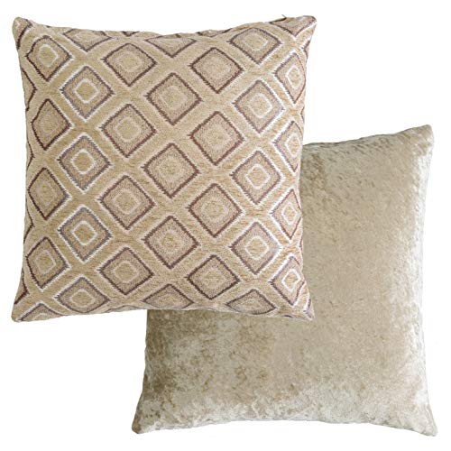 Emma Barclay Pisa Geometric Jacquard Cushion Cover in Beige - 17x17 (43x43cm)