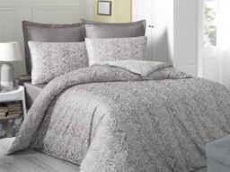 Nuit Des Rêves Luxurious Satin King Quilt Cover Set (200 x 220 cm), 100% Cotton, 210 Thread Count, Brown & White, Machine Washable, Envelope & Button Closure, Elegant Bedding for a Cosy Bedroom