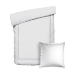 Pure Cotton 2-Piece Single Bedding Set - Duvet Cover 140 x 200 cm and Pillowcase 63 x 63 cm - 100% Cotton Satin, 80 Thread Count, 120 GSM - Oeko-TEX Certified - Silhouette - Grey/White