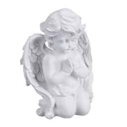 Relaxdays Grave Angel, Praying, Artificial Stone, Weather-, Frost- & UV-resistant, HxWxD: 20 x 15 x 11 cm, Decor, White