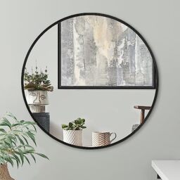 Americanflat 80 cm Aluminium Framed Black Round Mirror for Wall - Circle Mirror for Bedroom, Entryway, and Living Room Wall Decor - Black Bathroom Mirror with Hanging Hardware Included
