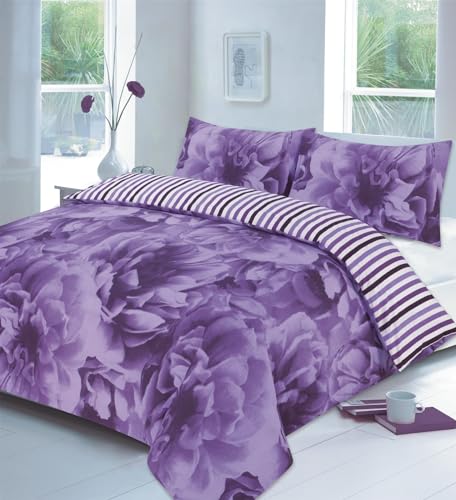 Kampala Hill Roses Duvet Cover Bedding Set King, Lilac