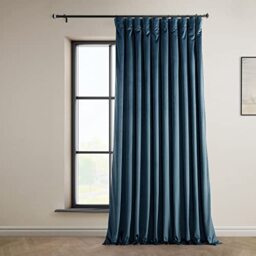 HPD Half Price Drapes Heritage Plush Velvet Curtains 108 Inches Long Room Darkening Curtains for Bedroom & Living Room 100W x 108L, (1 Panel), Avalon Blue