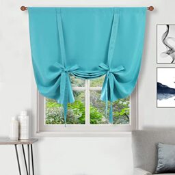 DWCN Tie Up Curtain-Thermal Insulated Room Darkening Blackout Curtains for Livingroom, Bedroom and Dining Room, Turquoise, W42 X L63 Inches, 1 Rod Pocket Panel