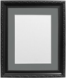 "FRAMES BY POST 30mm Wide AP3025 Black Picture PhotoFrame with Dark Grey Mount 50x40cm Pic Size 16""x12"" (Plastic Glass), 50x40x1.5 cm"
