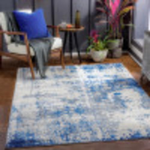 Livabliss Victoire Phuket Abstract Carpet 200x290 cm – Modern Marble Design for Living Room, Bedroom, Dining & Lounge, Soft Medium Pile, Easy Care, Blue, Grey & Cream