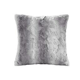 Madison Park Faux Fur Ombre Stripe Ultra Soft Luxury Decorative Throw Pillows for Couch Bed with Insert, Polyester, Grey, 20x20