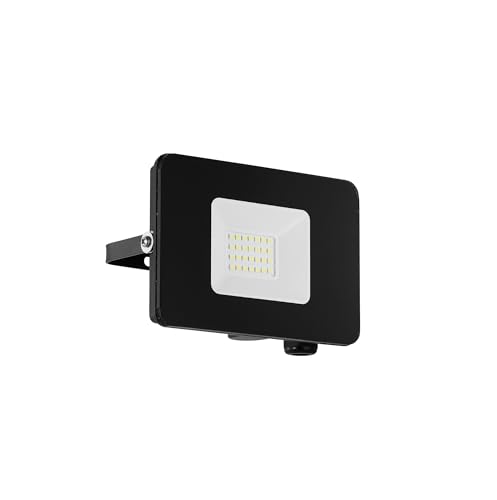 Eglo LED Outdoor Spotlight Faedo 3, 1 Flame Outdoor Light, wall Spotlight Made of Aluminium, Colour: Black, Glass: Clear, 20 watt, IP65