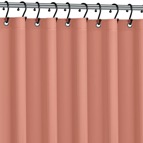 No Smell Shower Curtain Liner 72x72 Peach - PEVA Plastic Shower Curtain for Bathroom, PVC-Free Waterproof Peach Shower Liner with Metal Grommets and Magnet-Weighted Bottom Hem - Washable Liner