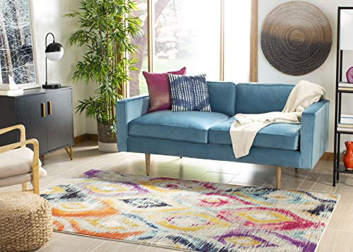 Safavieh Boho Chic Indoor Woven Rectangle Area Rug, Monaco Collection, MNC242, in Multi, 201 X 279 cm for Living Room, Bedroom or Any Indoor Space