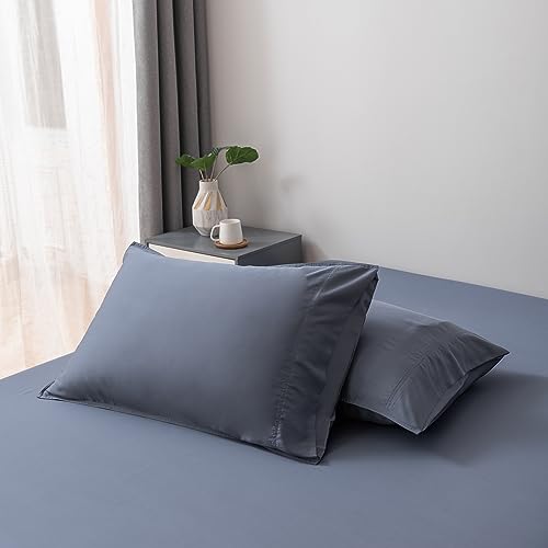 Bella Coterie - Luxury Bamboo Viscose King Size Pillowcase Set - Organically Grown - Cooling For Hot Sleepers - Ultra Soft - Hypoallergenic - 2 Pillowcases [Slate Blue]
