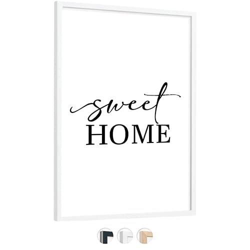 edihome, 50x70 cm Frame, Wood, Acrylic Sheet, Photo and Picture Frames for University Degree, Poster, Photographs, Wedding, Communion, Diplomas (50 x 70 - White)