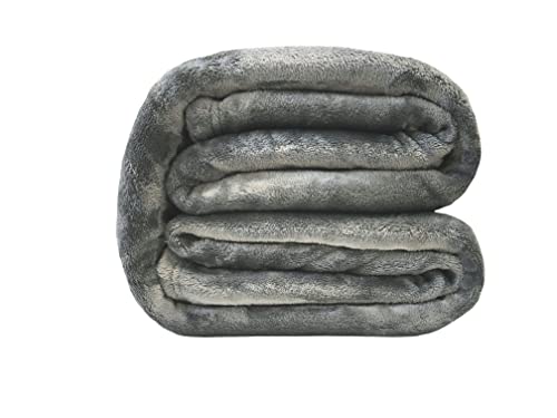POYET MOTTE microflanelle Polyester Blanket Steel, polyester, steel, 220x180 cm
