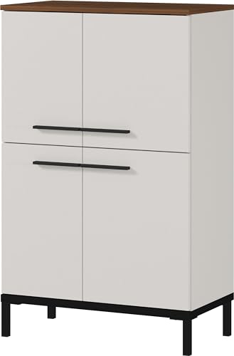 Germania Chest of drawers 2643-573 GW-YONKERS, in cashmere/walnut repro, with four doors, 60 x 97 x 34 cm (WxHxD)
