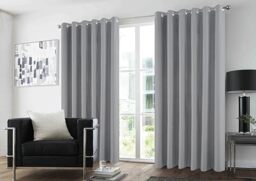 GC GAVENO CAVAILIA Blackout Curtains Pair - Thermal Insulated Door Panel Drapes Blackout Eyelet Curtains 90x90 Inch - Sound-Reducing Sunlight Blocking Plain Curtains for Bedroom, Living Room, Grey