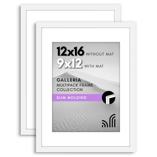 Americanflat 30x40 Picture Frame (12x16 Inches) in White - Set of 2 - Use as 9x12 Picture Frame with Mount or 12x16 Frame without Mount - Wall Picture Frames with Sawtooth Hanging Hardware