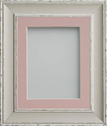 Frame Company Brooke Moonstone Grey Photo Frame, Pink Mount, 20x16 for 16x12 inch, fitted with perspex
