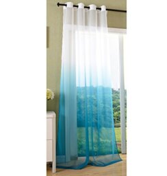 Gardinenbox Eyelet curtain transparent colour gradient curtain with eyelets, voile, ÖKÖTEX standard 100, 100% polyester, turquoise, 1 piece 245 x 140 cm