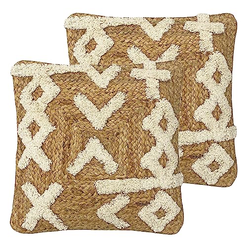 furn. Camfa Braided Jute Feather Filled Cushion - Twin Pack