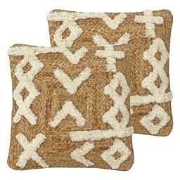 furn. Camfa Braided Jute Feather Filled Cushion - Twin Pack