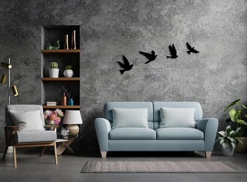 Stylish Decorative Metal Wall Accessory (4 Pieces), Black, 25 x 25 cm, 100% Metal, 2 mm Thickness, Perfect for Modern Home Decor & Accent Walls