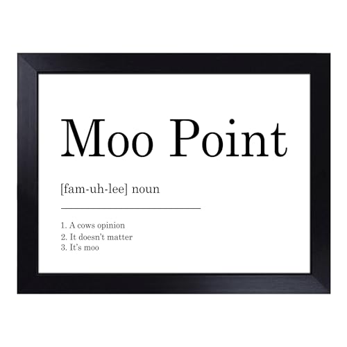 Lap Tray with Bean Bag Cushion, Moo Point Typography Quote - Handmade in the UK, Raised Wooden Edge, Padded Cushion, Heat-Resistant Wipe-Clean Surface, for Meals, Laptops and Crafts