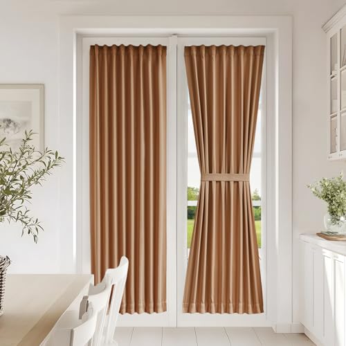 Vatge Terracotta French Door Curtains 72 Inch Length for Patio Door - Burnt Orange Sidelight Curtains for Front Door, 1 Panel, W25 x L72, Terracotta