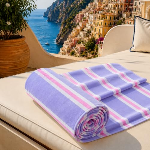 PETTI Artigiani Italiani - Microfibre Beach Towel, Beach or Pool Towel, Beach Towel, Large 90 x 180 cm, Millerighe 10