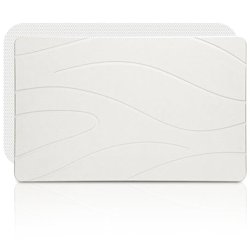Liyarya Extra Large Stone Bath Mat, 31.5 x 19.7 White Diatomaceous Earth Stone Shower Mat for Bathroom, Large Absorbent Bath Mats, Non-Slip Bathroom Floor Mat, Quick Dry, Easy to Clean