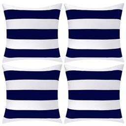 ANECO Pack of 4 Waterproof Pillow Covers Outdoor Throw Pillowcases Square Garden Cushion Case for Home, Garden, Patio,Navy Blue,18 x 18 Inches