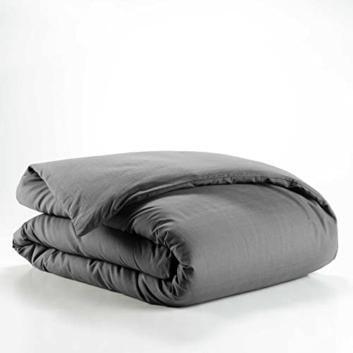 douceur d'intérieur, Lina Charcoal Grey Duvet Cover (140 x 200 cm) 100% Cotton