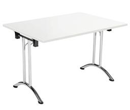 Office Hippo Folding Office Table, Sturdy & Stylish Computer Table Desk, Work Table For Home Office, Versatile Foldable Table For Meeting Room or Boardroom, 5 Year Guarantee - White/Chrome