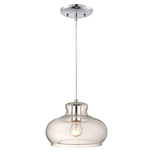 63458 One-Light Indoor Pendant, Chrome Finish with Clear Glass