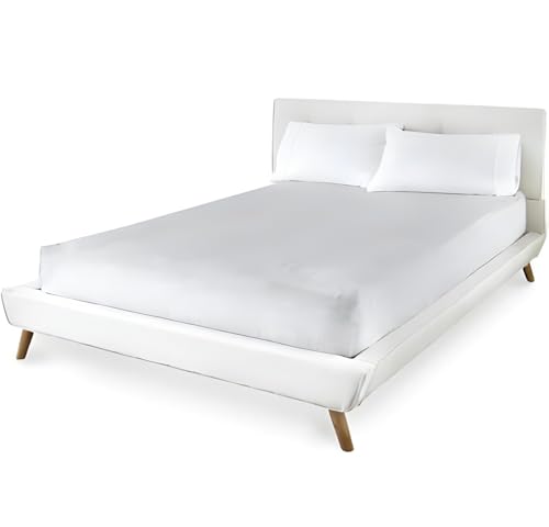 KNRV Commerce Eazy Sheetz??? Flatz: Flat Sheet Hybrid - The top fits like a sheet, the bottom fits like a regular fitted sheet so your flat sheet won't come loose from the bed (White) (King