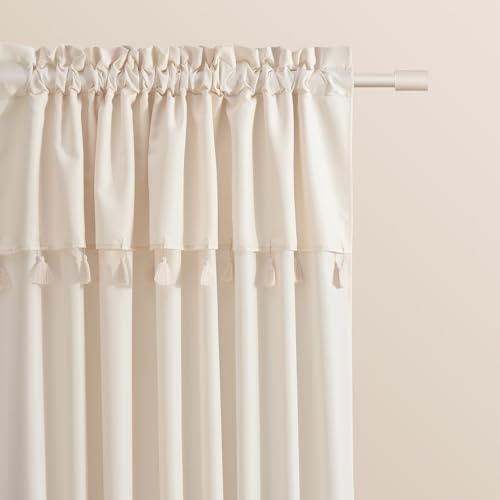 ROOM99 Astoria Curtain with Ruffle Tape, 140 x 250 cm, Width x Height Sliding Curtains, Modern Curtain, Living Room, Bedroom, Light Cream, 1 Piece