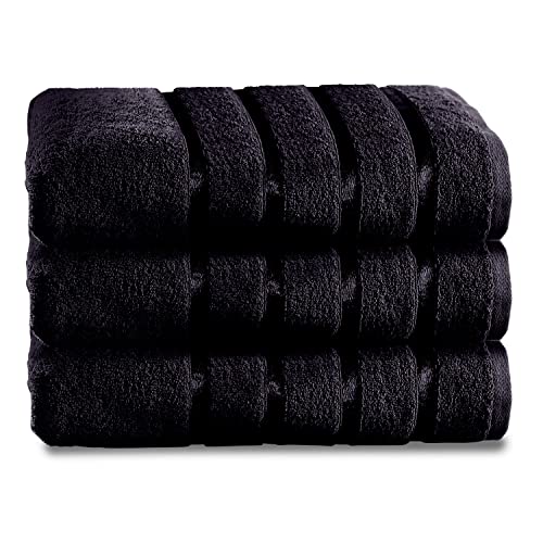 GC GAVENO CAVAILIA Premium 100% Egyptian Cotton Bath Sheet, Highly Absorbent Quick Dry Bathroom Towel Set, Kensington, Black