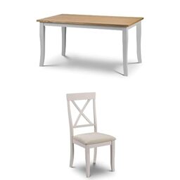 Julian Bowen Davenport Oak/Grey Table & 6 Chairs - H96.5xW150xD90cm