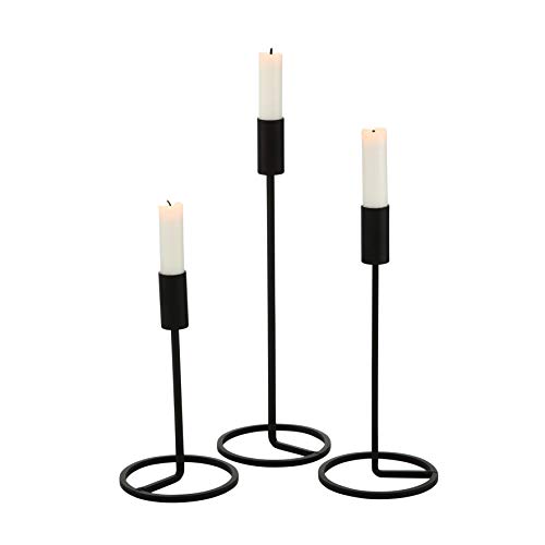 Boltze 1018034 Candlestick (Candle Holder in Black, Iron, Candle Holder, 3 Pieces)