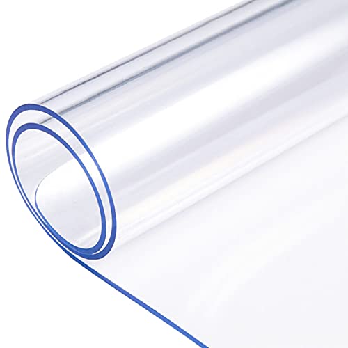 LinkGro Multisize 1.5mm Thicken Clear PVC Table Protector Cover 24x72 Inch Vintage Marble Table Cover Wipeable Vinyl Transparent Dining Room Living Room Conference Table Cover Plastic Protective Pad