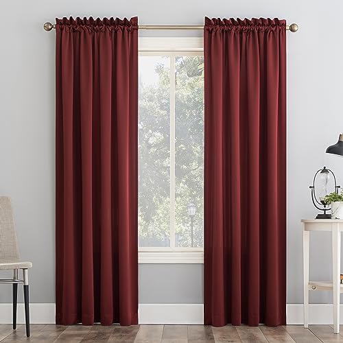"Sun Zero Barrow 2-Pack Solid Total Blackout Rod Pocket Curtain Panel Pair, 54"" x 108"", Wine"