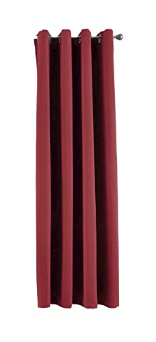 Gardinenbox Newyork 201920600 Opaque Bordeaux Curtain H x W 160 x 140 cm Pack of 1 Thermal Blackout Curtain Blackout Eyelets Sound-Absorbing Oeko-Tex UV Protection Tiebacks