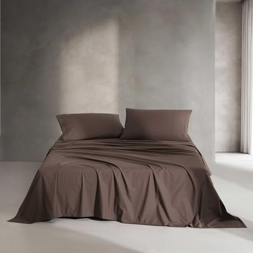 Calvin Klein - Twin XL Bed Sheets, Relaxed Garment Washed Cotton Percale Bedding Set with Matching Pillowcases, Deep Pockets, Oeko-TEX Certified (Washed Percale Earth Brown, Twin XL)
