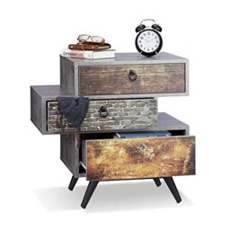 Relaxdays Vintage Dresser with 3 Drawers, Concrete-Look Chest of Drawers, Shabby Chic with Handles, HWD: 60 x 60 x 40 cm, Grey